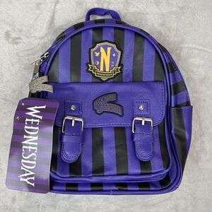 Accessory Innovations Wednesday Addams Nevermore Academy Striped Mini Backpack